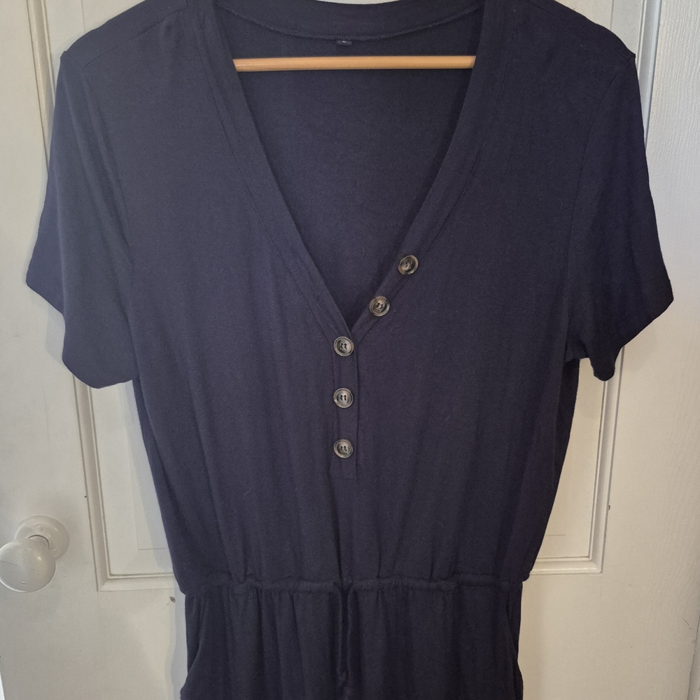 SHEIN Black Button-Front Jumpsuit